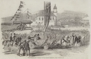 Inhuldiging van een Russisch Kanon in Seaham Harbour, nabij Sunderland