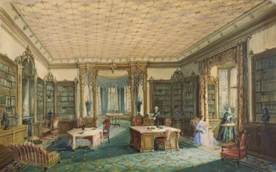 Interieur van een Victoriaanse bibliotheek