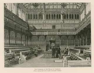 Interieur van het House of Commons, Westminster, Londen
