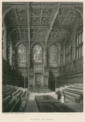 Interieur van het Hogerhuis, Westminster, Londen