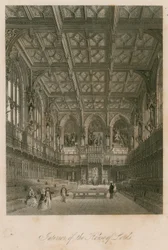 Interieur van het Hogerhuis, Westminster, Londen