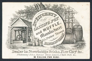 J N Fitchett, fabrikant van gietpotten en muffles, handelskaart