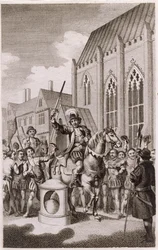 Jack Cades Opstand in 1450: Cade verklaart zichzelf Heer van de Stad Londen bij London Stone, Cannon Street, c.1770