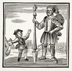 Jack en de Reus, illustratie uit Chap-books van de Achttiende Eeuw door John Ashton, uitgegeven 1882
