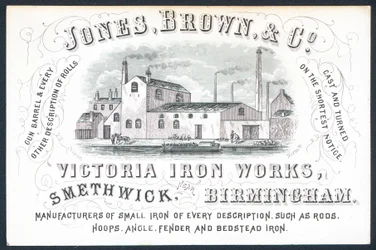 Jones, Brown & Co, Victoria Iron Works, handelskaart