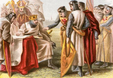 Koning Jan gedwongen om Magna Carta te ondertekenen