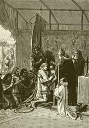 Koning Jan neemt communie voor de slag bij Poitiers