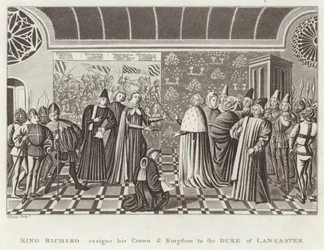 Koning Richard doet afstand van zijn Kroon en Koninkrijk aan de Hertog van Lancaster