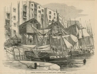 Kerstfruit lossen bij Fresh Wharf