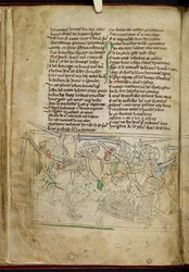 Een gevecht tussen ridders te paard, uit 