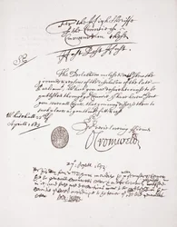 Brief van Oliver Cromwell, april 1653