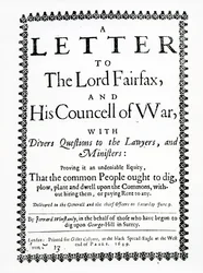Brief aan Lord Fairfax van Gerrard Winstanley (c.1609-60) namens de Diggers op St. George Hill, Surrey, gedrukt 1649