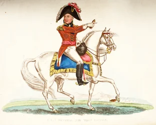 Luitenant-generaal Sir Thomas Picton, uitgegeven door Richard Evans, gegraveerd door Romney, illustratie uit Een Historisch Verslag van de Slag bij Waterloo door William Mudford, 1816