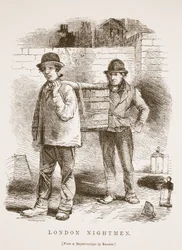 Londense nachtmensen, van de daguerreotypie door Richard Beard, illustratie uit London Labour and London Poor door Henry Mayhew, uitgegeven 1862