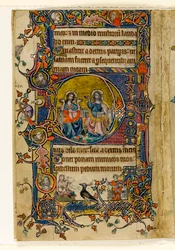 De vader en zoon, gehistorieerde initiaal uit de Macclesfield Psalter, Gebruik van Sarum, Oost-Anglia, ca. 1330