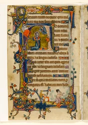 David die bidt, gehistorieerde initiaal uit de Macclesfield Psalter, Gebruik van Sarum, Oost-Anglia, ca. 1330