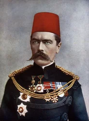 Generaal-majoor Lord Horatio Herbert Kitchener (1850-1916) van Khartoum en van Broome, illustratie uit 
