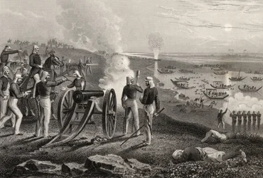 Majoor Eyre verdrijft de Oude rebellen uit Allahabad in 1857, uit 