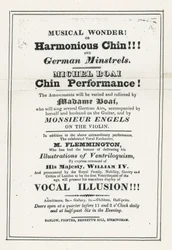 Man met aambeeldkin. Advertentie