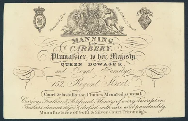 Manning, late Carnery, plumassier, handelskaart