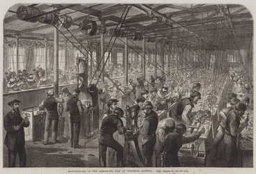 Fabricage van het Armstrong-kanon in Woolwich Arsenal, de bijenkorf