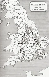 Kaart van Groot-Brittannië in 640, uit Het Northumbrische Koninkrijk in 