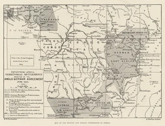 Kaart van de Britse en Duitse bezittingen in Afrika
