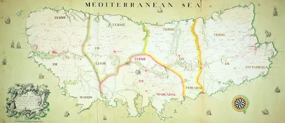 Kaart van het Eiland Minorca, c.1740