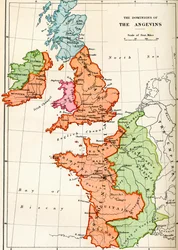 Kaart van de heerschappijen van de Angevins ca. 1170, uit 