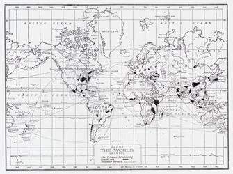 Kaart van de wereld met tabaksproducerende landen