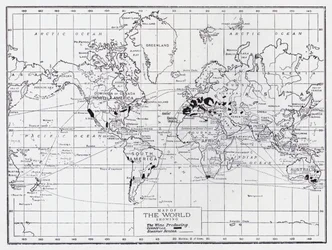 Kaart van de wereld met de wijnproducerende landen