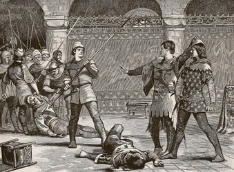 Marcel en de dauphin van Frankrijk, illustratie uit Cassells Geïllustreerde Geschiedenis van Engeland