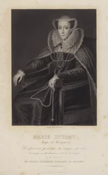 Mary Stuart, koningin van Schotland, 38 jaar oud (gravure)