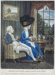 Meester Lavender Kwalificeert Zichzelf voor het Leger, uitgegeven door Carington Bowles, 1781