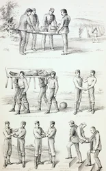 Methoden om Gewonde Personen te Dragen, ca. 1890