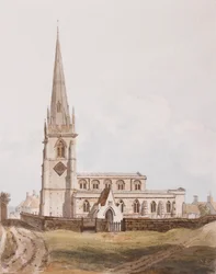 Zuidelijk uitzicht op de kerk van Middleton Cheney, c.1820