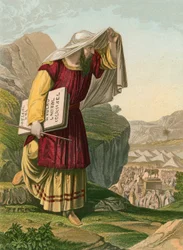 Mozes daalt af van de berg Sinaï