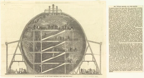 Mr Wylds Model van de Aarde - Doorsnede