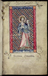 Ms 1-2005, f.1r: St. Edmund, miniatuur uit de Macclesfield Psalter, Gebruik van Sarum, Oost-Anglia, c.1330