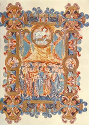 Ms 274 (Y-6) fol.158 De menigte aanbidt het Lam, uit het Missaal van Robert van Jumieges, ca. 1016