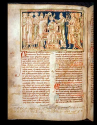 Ms 6712 (A.6.89) fol.115v Edward de Belijder (1004-66) miniatuur uit Flores Historiarum, door Matthew Paris, 1250-52
