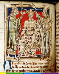 Ms 6712 (A.6.89) fol.123v Willem I (1028-87) de Veroveraar, miniatuur uit Flores Historiarum, door Matthew Paris, 1250-52