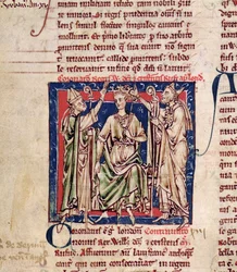 Ms 6712 (A.6.89) fol.126v Willem II (ca. 1057-1100) miniatuur uit Flores Historiarum, door Matthew Paris, 1250-52
