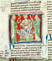 Ms 6712 (A.6.89) fol.135v Hendrik II (1133-89) miniatuur uit Flores Historiarum, door Matthew Paris, 1250-52