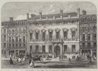 Nieuw gebouw van de Garrick Club, King-Street, Covent-Garden (gravure)