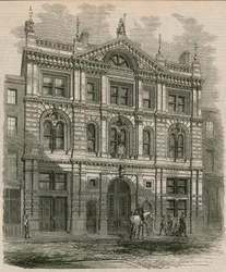 Nieuw gebouwde kantoren van de Peninsular and Oriental Steam Navigation Company, Leadenhall Street, Londen