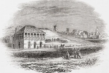 Newmarket Racecourse, Newmarket, Engeland in de tijd van Charles I, uit Old England: A Pictorial Museum, pub. 1847