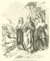 Noach en zijn familie verlaten de ark, Genesis, viii, 16
