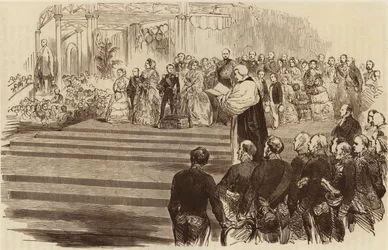 Opening van het Crystal Palace, het gebed van de aartsbisschop, 1854