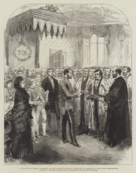 Opening van de Algemene Vergadering van de Kerk van Schotland, de Graaf van Aberdeen, als Lord High Commissioner, ontvangt de sleutels van de stad Edinburgh in Holyrood Palace